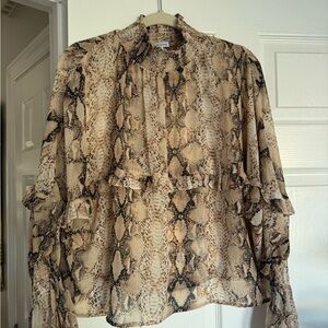 Olivaceous Snakeskin Print Blouse